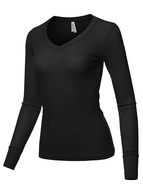 Women's Black Long Sleeve Shirts Tops 